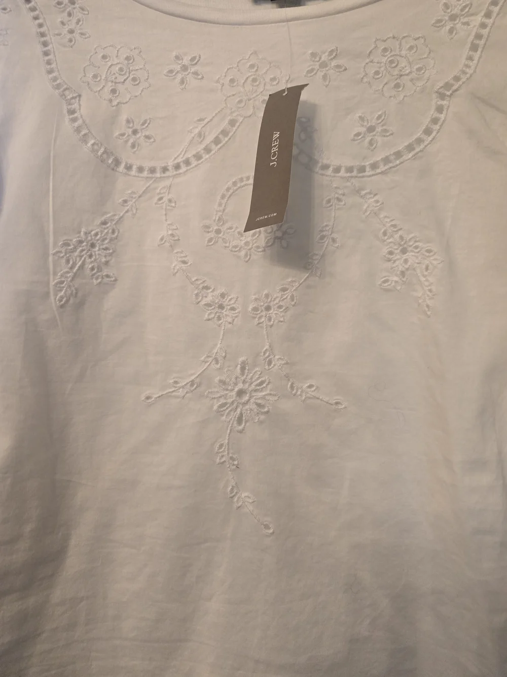 Women's J. Crew White Eyelet Ruffle Blouse sz Med